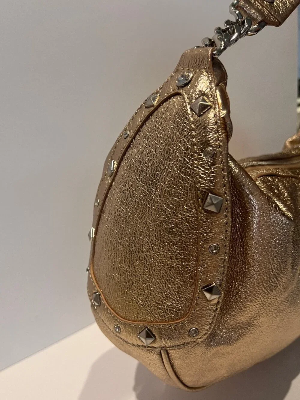 Juicy Couture Metallic Rose gold Leather Small Hobo Bag-Y2K-